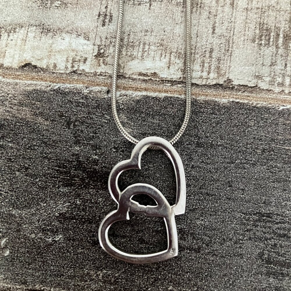 Sterling‑silver interlocking hearts necklace from Hot Diamonds